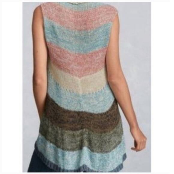 Cabi Cardigan Sleeveless Wrap Sweater Vest Striped Multicolor Size S - Picture 2 of 6